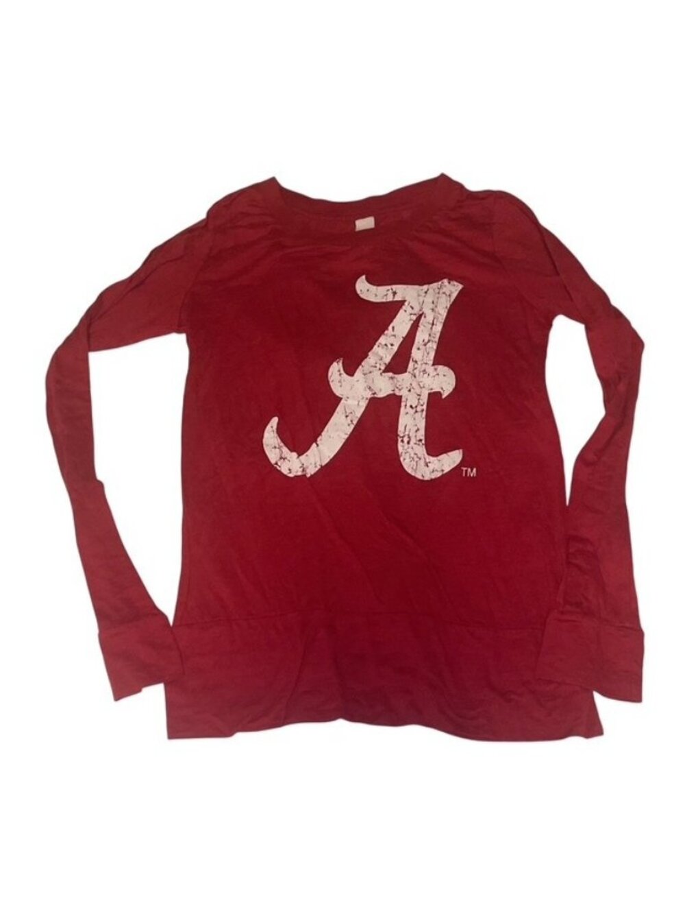 Alabama Crimson Tide Long Sleeve Shirt Small Red NCAA Distressed Logo USA Women